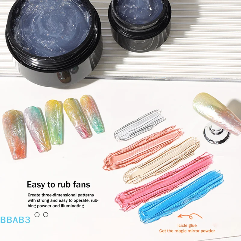 【B】1個入り 3D透明ネイルグルー ペイントジェルネイルポリッシュ クロムネイルパウダー付き ネイルエンハンスメント カービングアート作成 DIY用