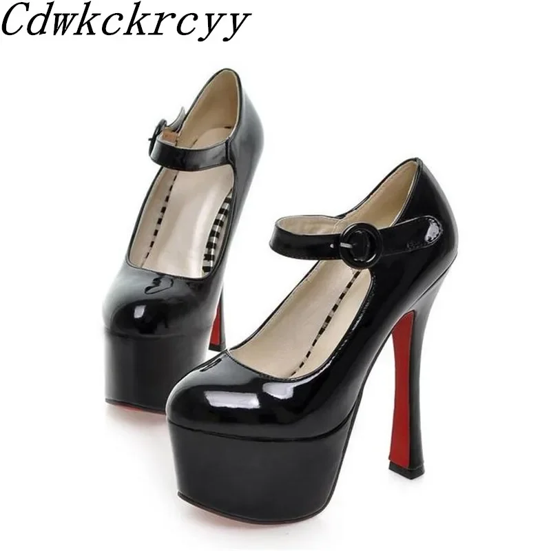 春と秋の新作　ラウンドトゥ　黒　セクシー　超ハイヒール16cm　防水　宴会　結婚式　レディースシューズ　サイズ34-39