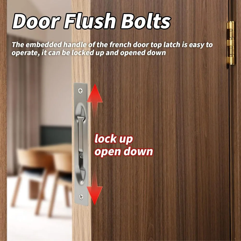 1pc 6inch Stainless Steel Gate Door Latch Bolt Security Guard Flush Latch Bolt Slide Lock Slide Bolt Hardware For Door