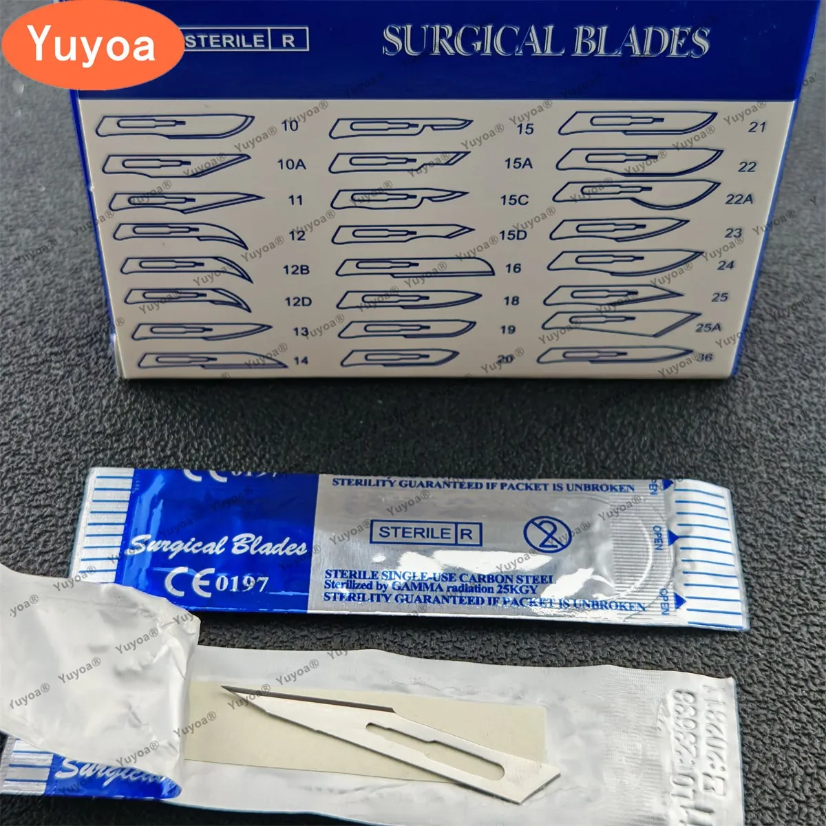 5 x 100pcs Surgical Scalpel Blades Carbon Steel Medical Knife Handle Holder Dissection Cutting Phone Repair Carving Sterilized
