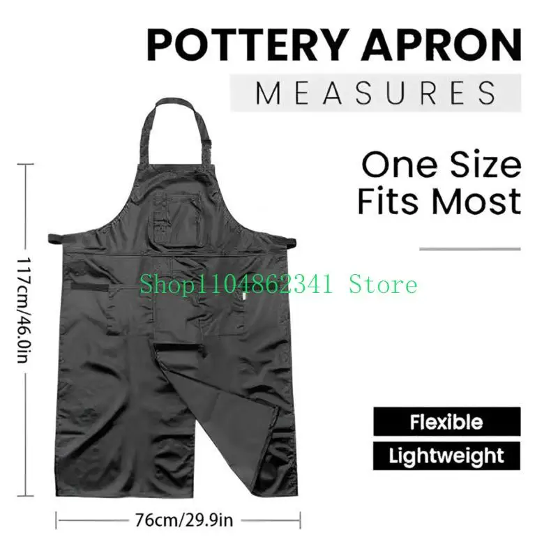 5ASD Volledige dekking aardewerk schort gesplitst been unisex schort met pocket schilderij schort