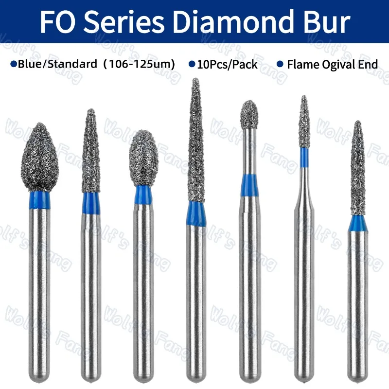 Factory Direct Sales FO Type 10Pcs/Pack Standard Dental Diamond Burs Dentistry Drills For High Speed Turbines Dia.1.6mm