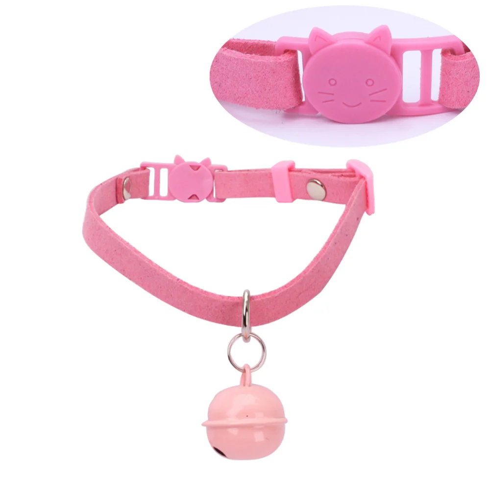 

Pet Collar with Bell Adjustable Cat Collar for Kitten Puppy Pink Soft Texture Fashion Lovely Design Small Bell