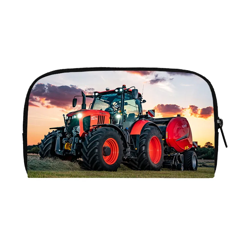 Farm Tractor / High Speed Rail Train Print Wallet Locomotive Excavator Pattern Credit Card Earphone Money Holder Bag Mini Purse