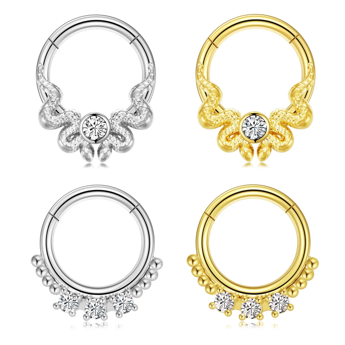 2 szt. Cyrkon wąż kolczyk w nosie stal chirurgiczna Nariz Piercing chrząstka Tragus Goth Piercing Nez kolczyki Nase przegroda Piercing pierścienie
