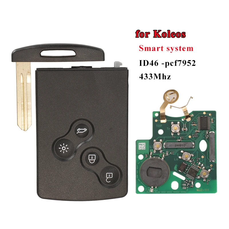 Jingyuqin Keyless Remote Key Card Für Renault Megane Fluence Laguna Scenic Clio Captur Koleos 433MHz ID46-PCF7952/4A-7953
