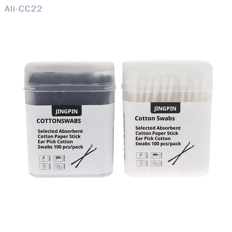 

{CC22} 100Pcs/Box Disposable Double Head Cotton Swab Stick Blackhead Removal Ear Cleaning Cotton Makeup Manicure Swabs
