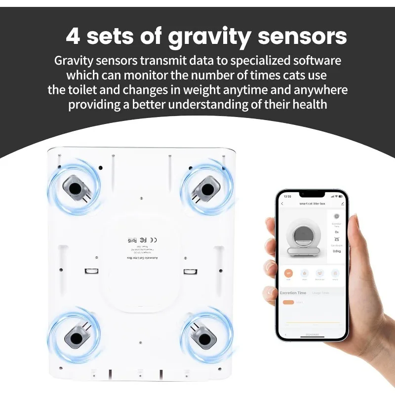 Automatic Cat Litter Box Self Cleaning Tonepie Ultra-Safe  APP Control Lower Entry Large Capacity Weight Monitoring