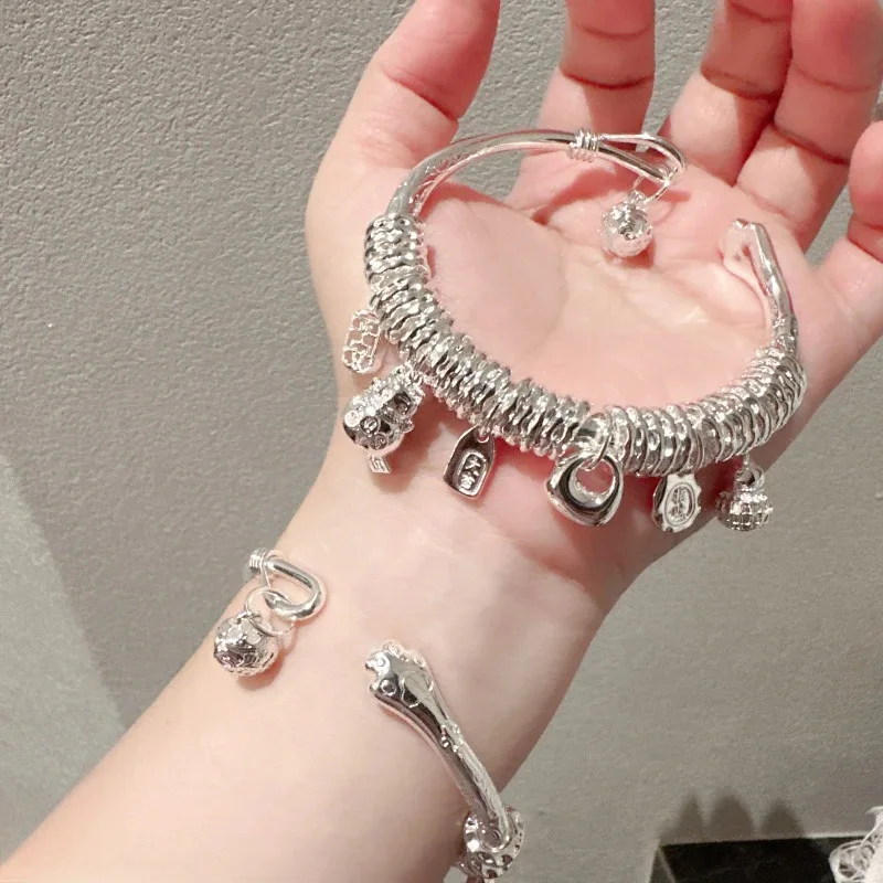 Classic ethnic style yellow God of Wealth pendant bracelet women's Multiple circles bracelets Opening party jewelry gifts