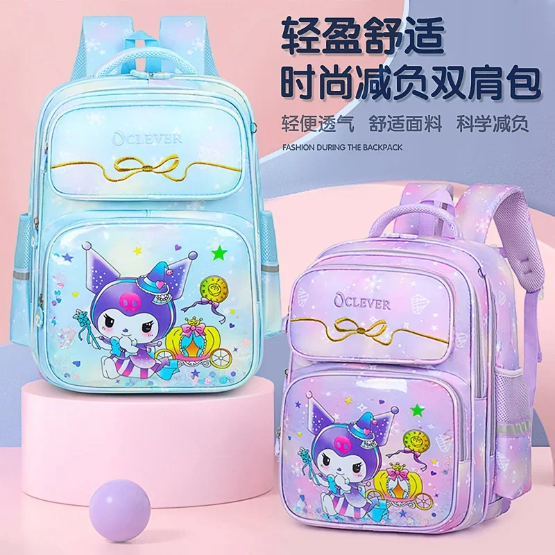 Sanrio kulomi leve à prova dwaterproof água estudante saco de escola meninas bonito grande capacidade proteção ridge crianças dos desenhos animados mochila