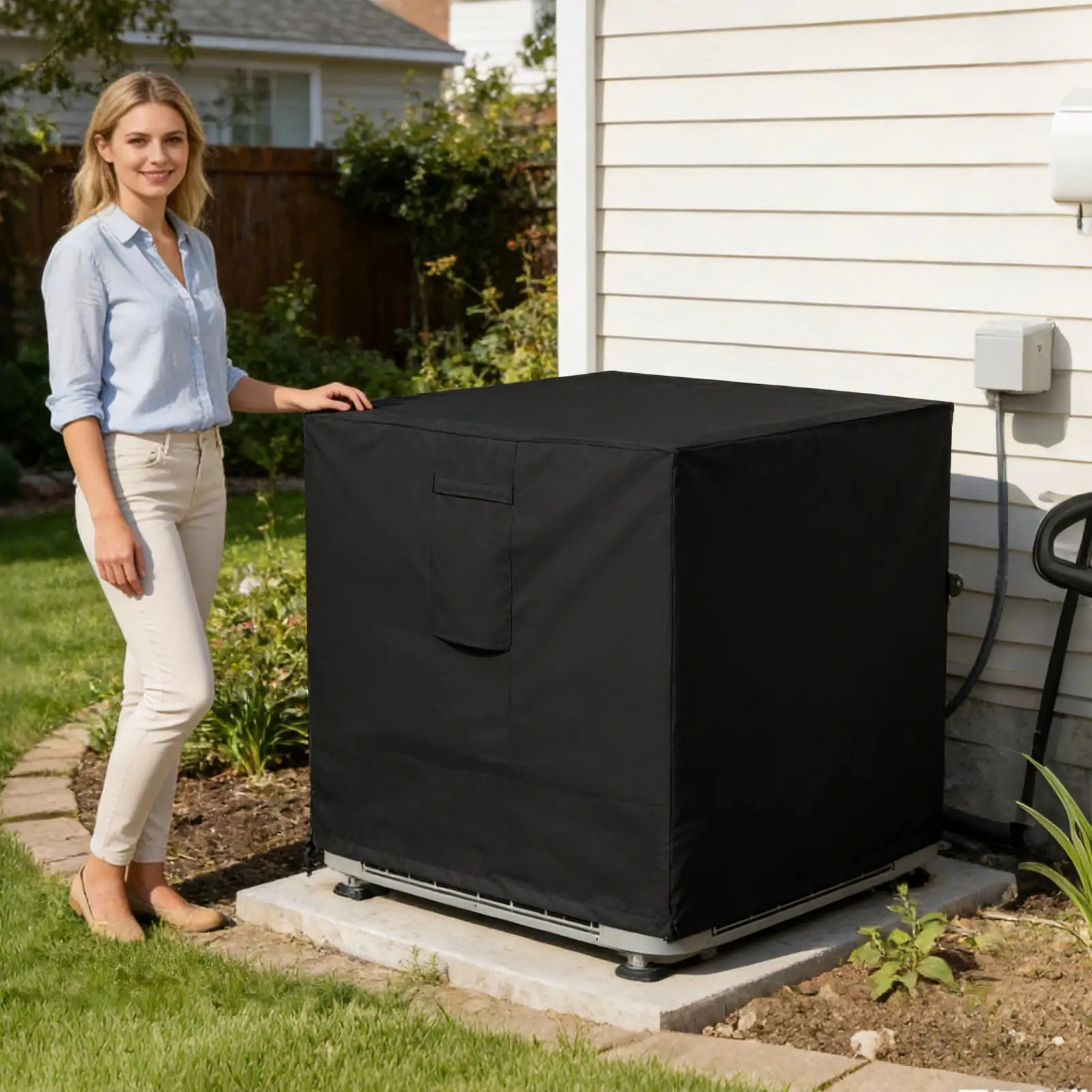 

AC Cover For Outside Unit Waterproof Condenser Protector Square External Air Conditioner Cover For Winter Leaf Snow