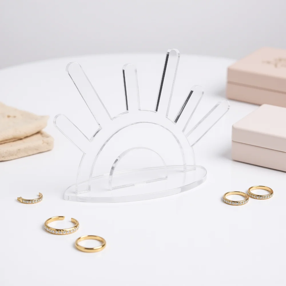 Modern Transparent Acrylic Ring Holder Length 14.5cm Acrylic Jewelry Display Stand Jewelry Organizer Rack Shop Display