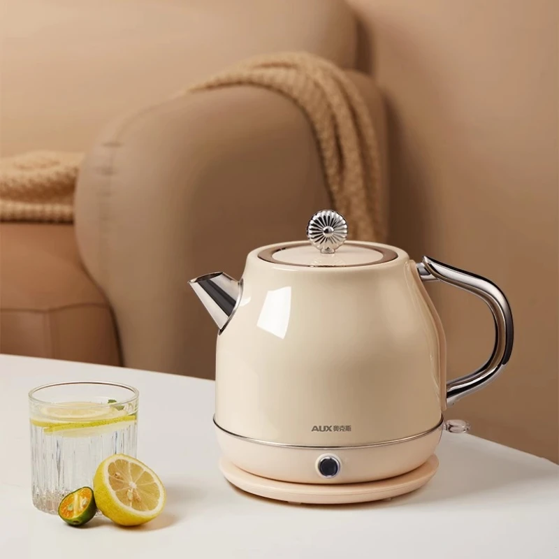 Food-Grade Retro Electric Kettle  Stainless Steel Auto Boiling Teapot with Low Noise  Touch Control Heater, Anti-Electric Shock
