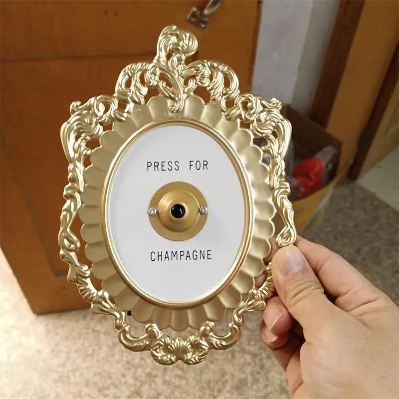 Creative Press for Champagne Bell Sign Decor Doorbell Ring Mini Press Doorbell Home Wall Decor Vintage Desktop Decorations