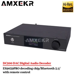 DC200Pro DAC Decoder Audio digitale ES9039PRO Chip di decodifica HiFi Fever decodifica dura Bluetooth 5.1 con telecomando Home Audio