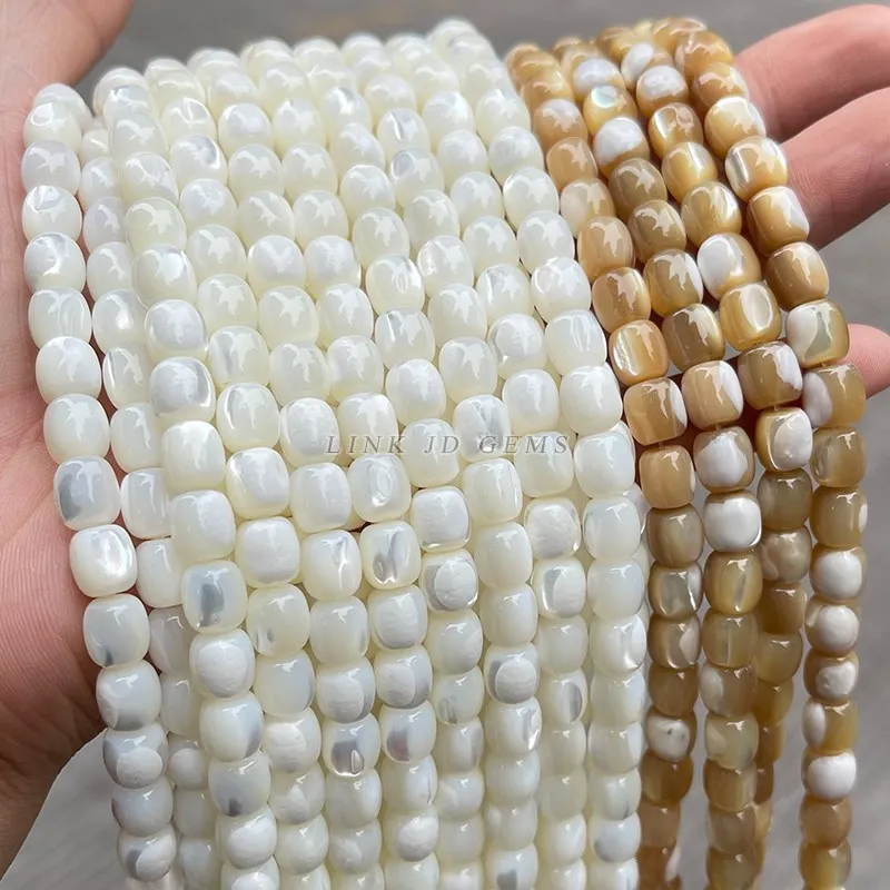 Natural White Coffee Color Trochus Shell Bead Barrel Shape Polished Loose Spacer Beads For Jewelry Making Diy Bracelet Necklace