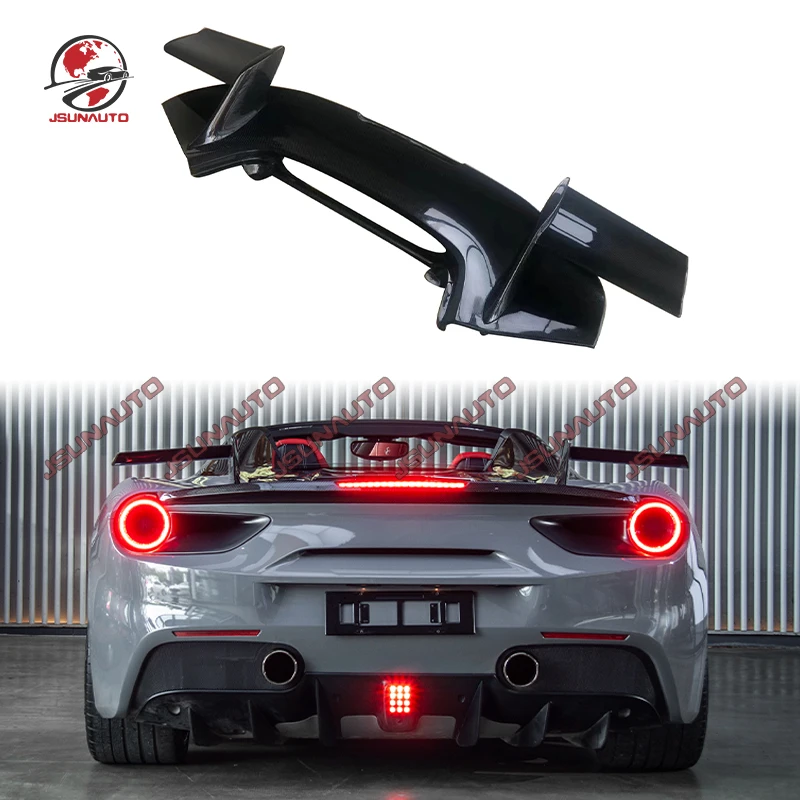 Fit For Ferrari 488GTB Carbon Fiber Rear Trunk Tail Wing For Ferrari 488 Ferrari Style Rear Spoiler Exterior Part Car Accessorie