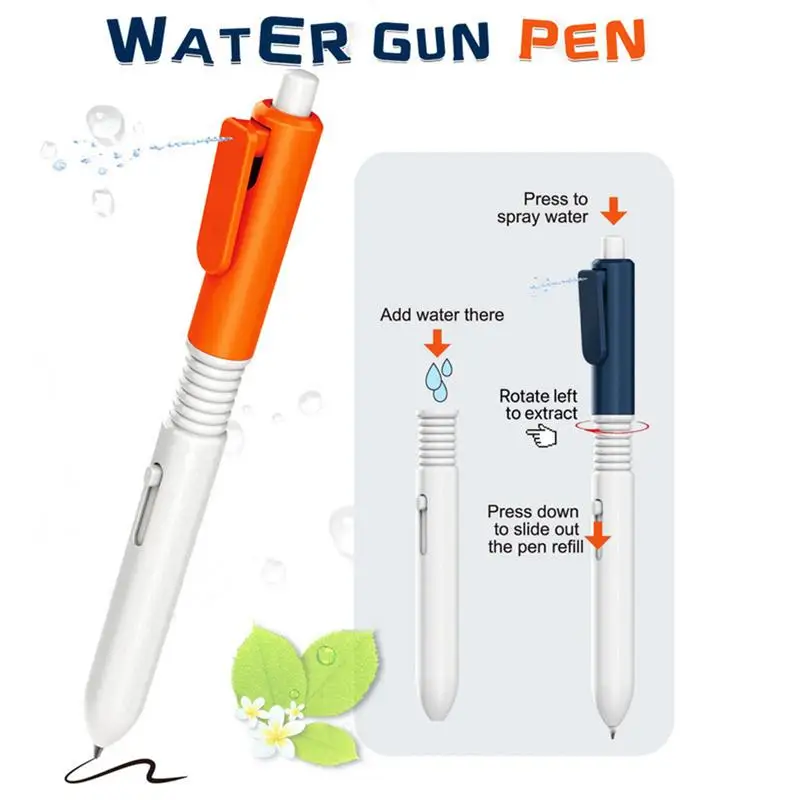 Fun Pens for Kids Creative Water Sprinkler Writable Pen Press to Spray Water Party Favors School Supplies Spoof Trick Toy