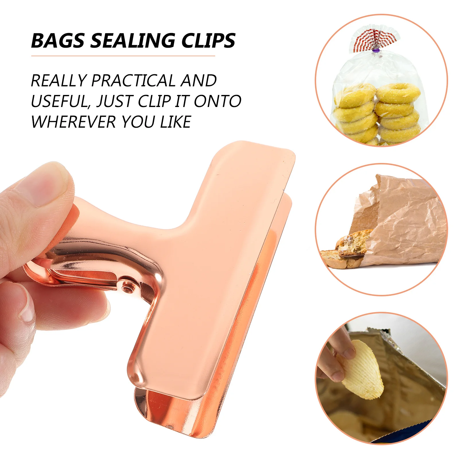 

8Pcs Stainless Steel Food Sealing Clips Potato Chips Bag Clips Moisture-Proof Odor-Resistant Practical Sealing Clip