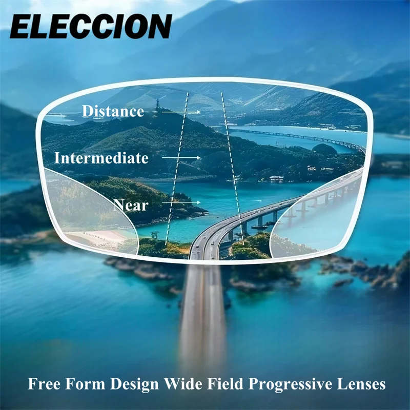 Ellection Premium Widest Field Progressive Lenses Free Form Digital Design Eye Glass Multifocal Optical Verifocal Glass