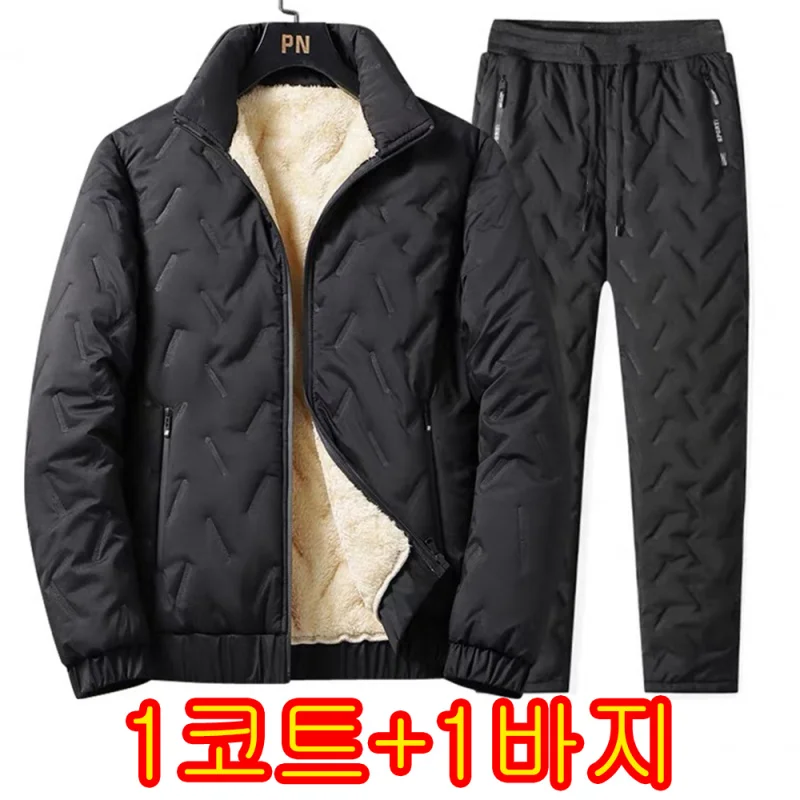 

Winter Warm Suit Men's Two-piece Set Autumn and Casual Thickened Cotton Sweater Trousers Man Jackets Mountain Clothes Hip Hop