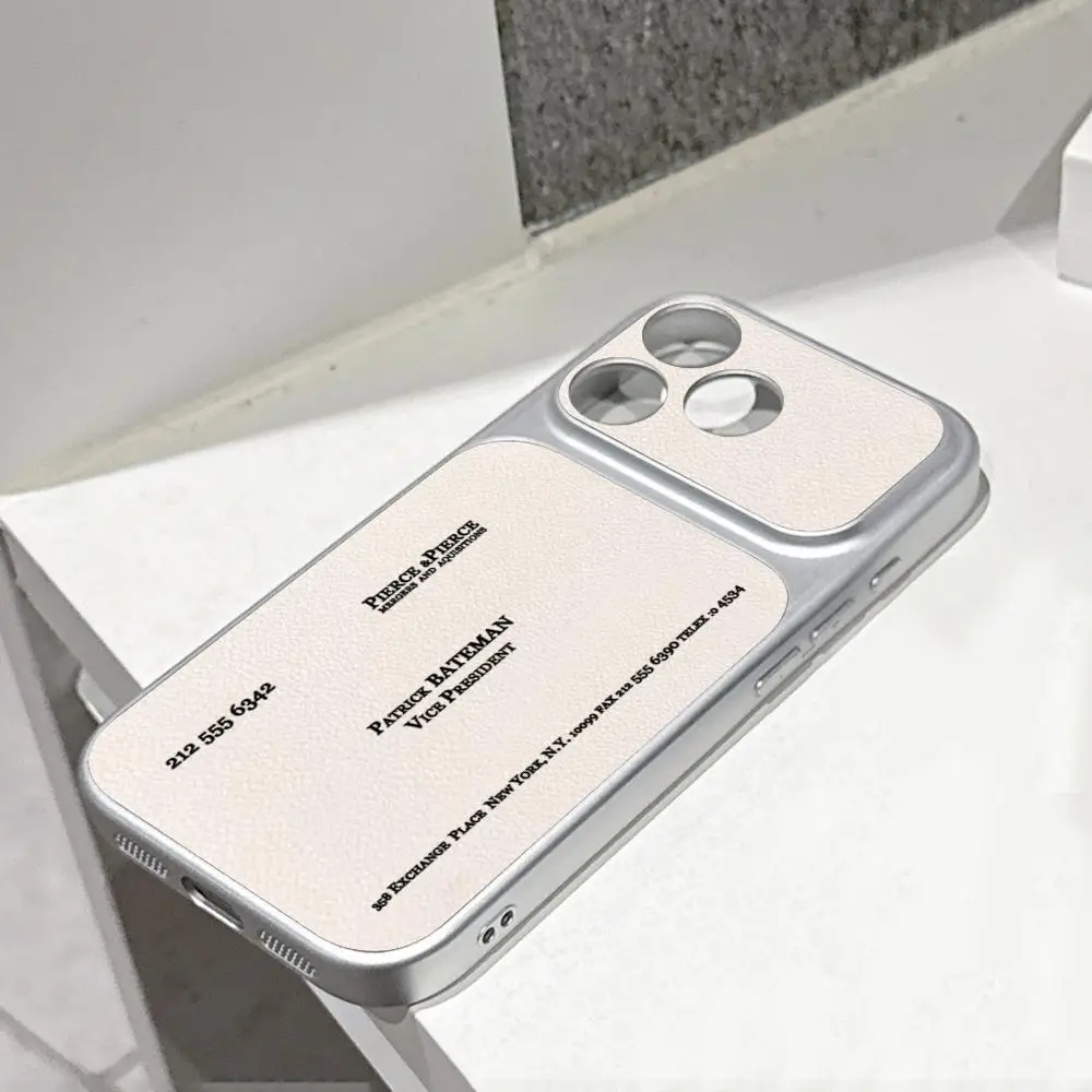 Patrick Bateman Electroplated Silver Lambskin Shell Case for iPhone 17 16 Pro Plus Pro MAX