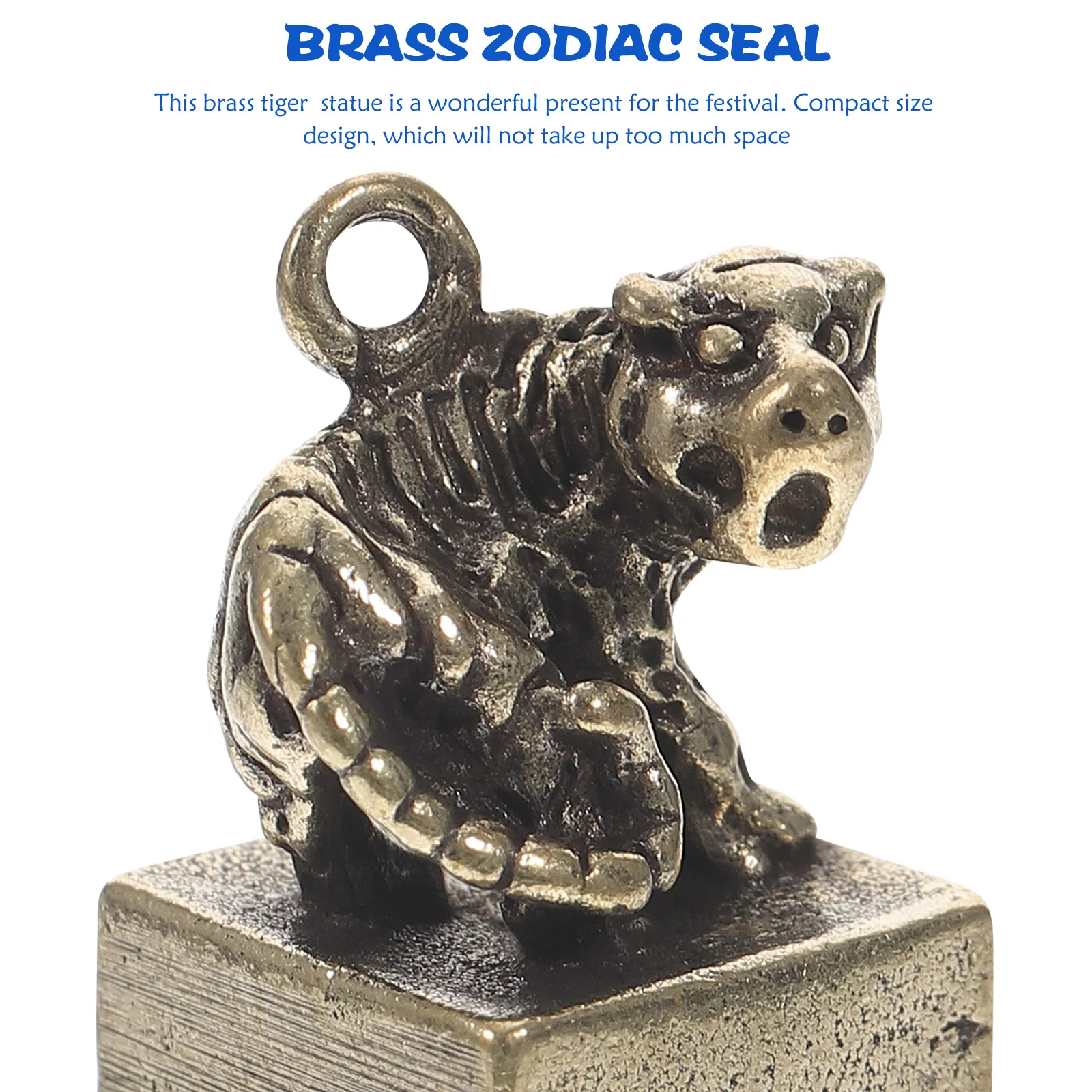 

4 Pcs Retro Brass Tiger Seals Vintage Craft Home Decor Zodiac Sculpture Office nament Tabletop Adornment Toy Collection