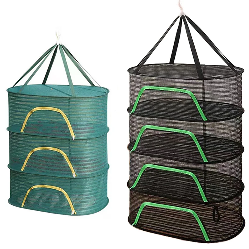 Folding Food Drying Net Anti-mosquito Dry Rack Hanging Basket Herb Drying Net for Flowers Buds Plants Vegetable Fruit Organizer