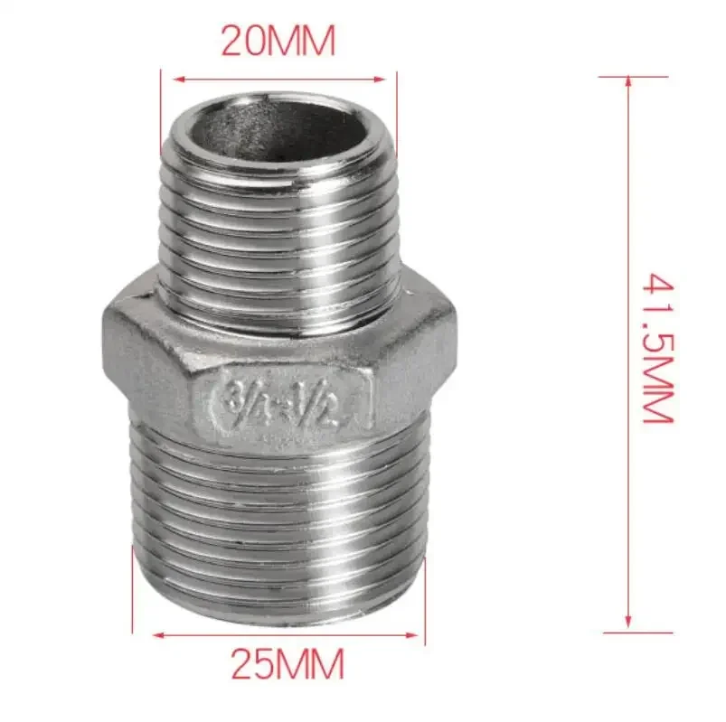 1/2 ''3/4'' 1 ''bsp Außengewinde 1/2 Edelstahl rohr verschraubung gleich Reduzier stück Sechs kant nippel verbinder