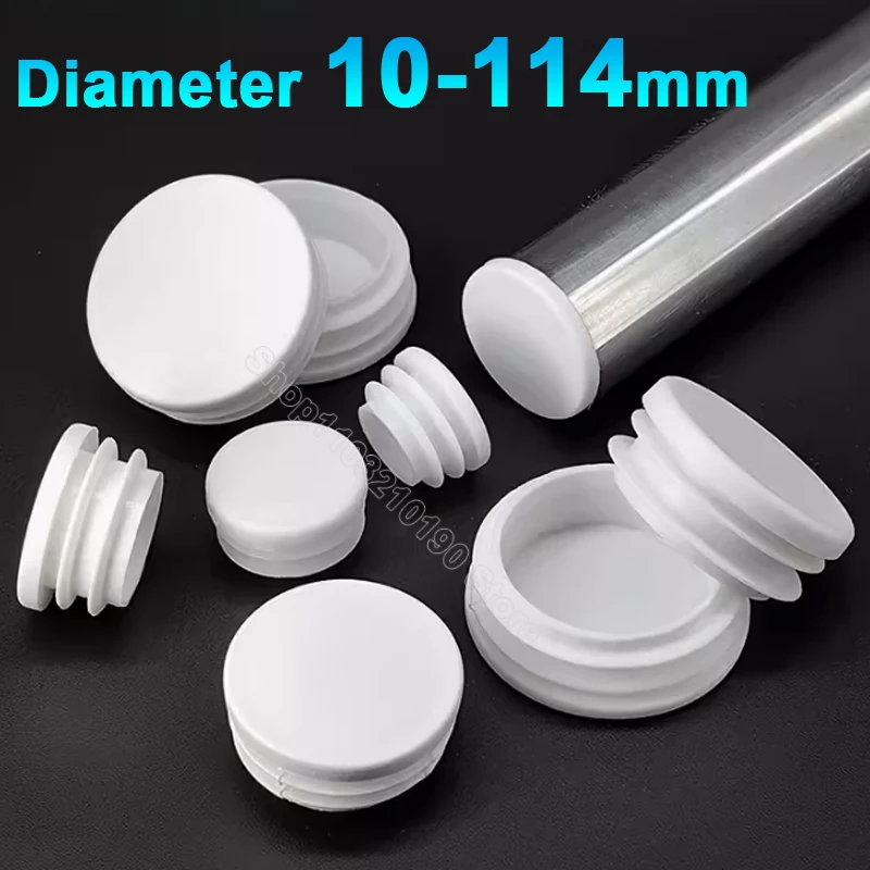 1-10Pcs White Round Plastic Blanking End Caps Tube Pipe Inserts Plug Bung Seal Cover Stopper Foot Pad 12/13/14/16/19/20/22-114mm image 6