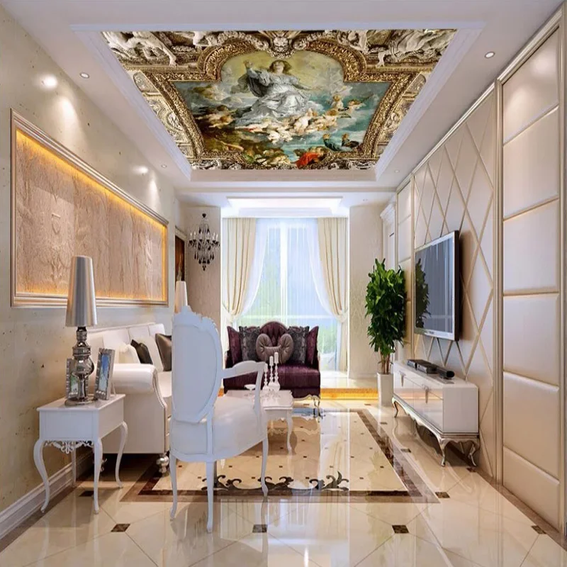 Photo Wallpaper European Style Ceiling Zenith Mural 3D Figure Oil Painting Background Wall Paper Living Room Restaurant Frescoes