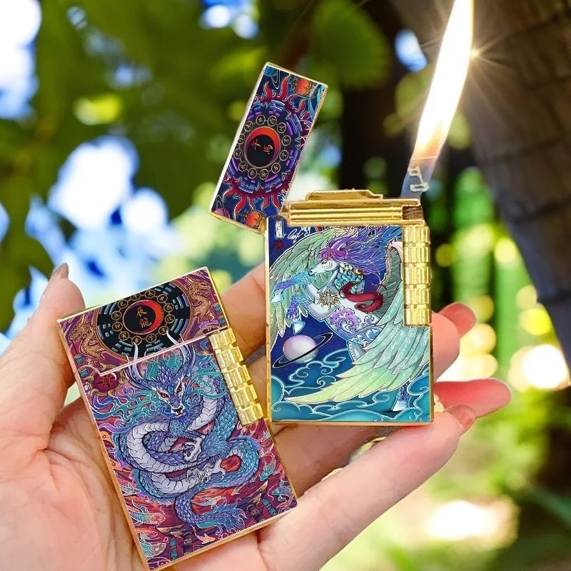 China-Chic Zodiac Loud Voice Inflatable Lighter Sideslip Grinding Wheel Ignition Butane Gas Lighters Smoking Gifts For Men