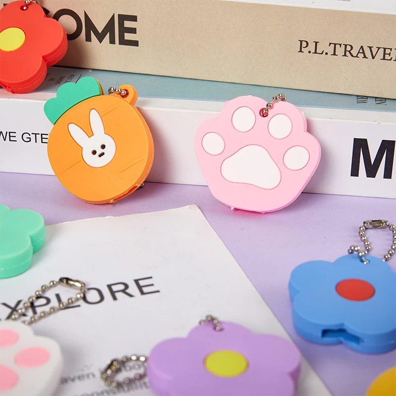 Color Flower Cartoon Key Cover Cap Silicone Key Accessories Cute Key Holder Fashion Key Chain For Girl Women Trinket Gift