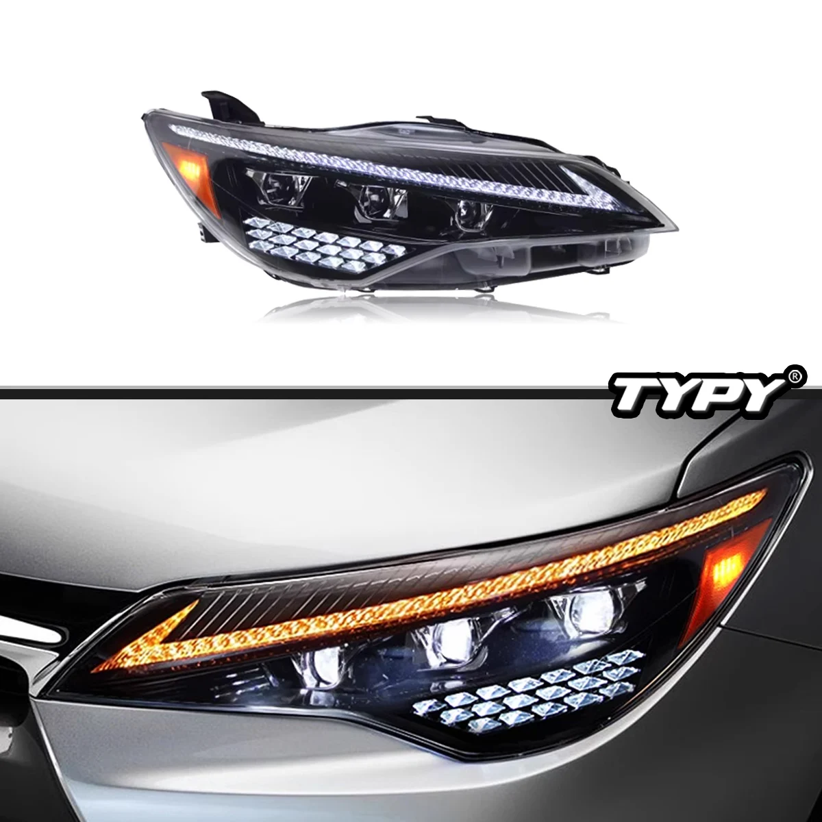 

TYPY новая светодиодная фара, обновленная, модифицированная для Toyota US Camry, 2015-2017, динамический сигнал, налобный фонарь, автоаксессуары