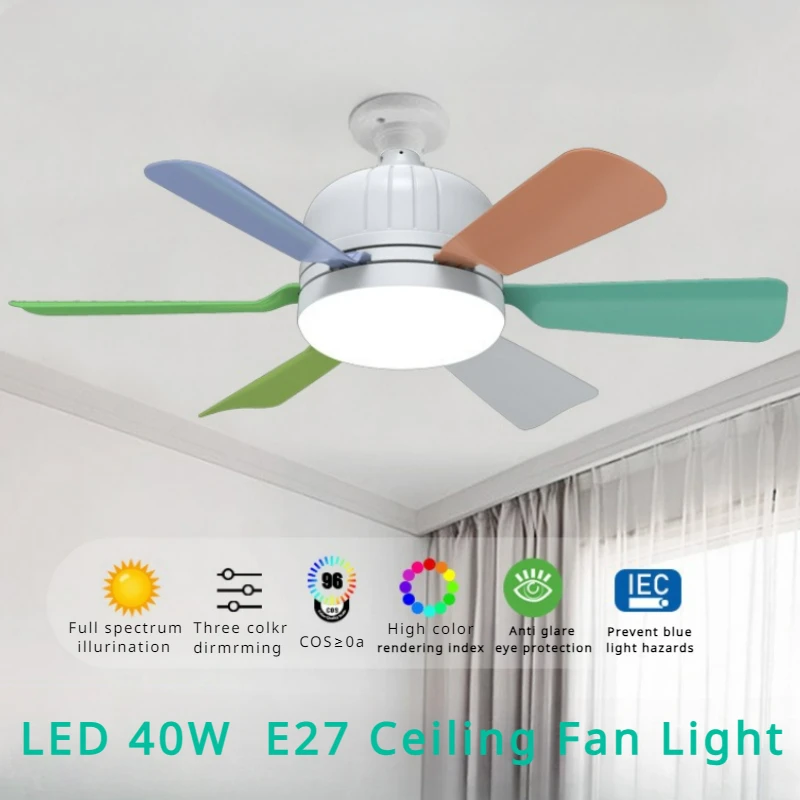 

LED 40W Ceiling Fan Light E27 with Remote Control for Dimming Suitable for Living Room Study Household Use 85-265V