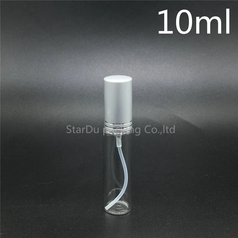 

300pcs 10ML Sample Alumium Perfume Glass Bottle Atomizer 10cc Mini Spray Vial Oil Bottles