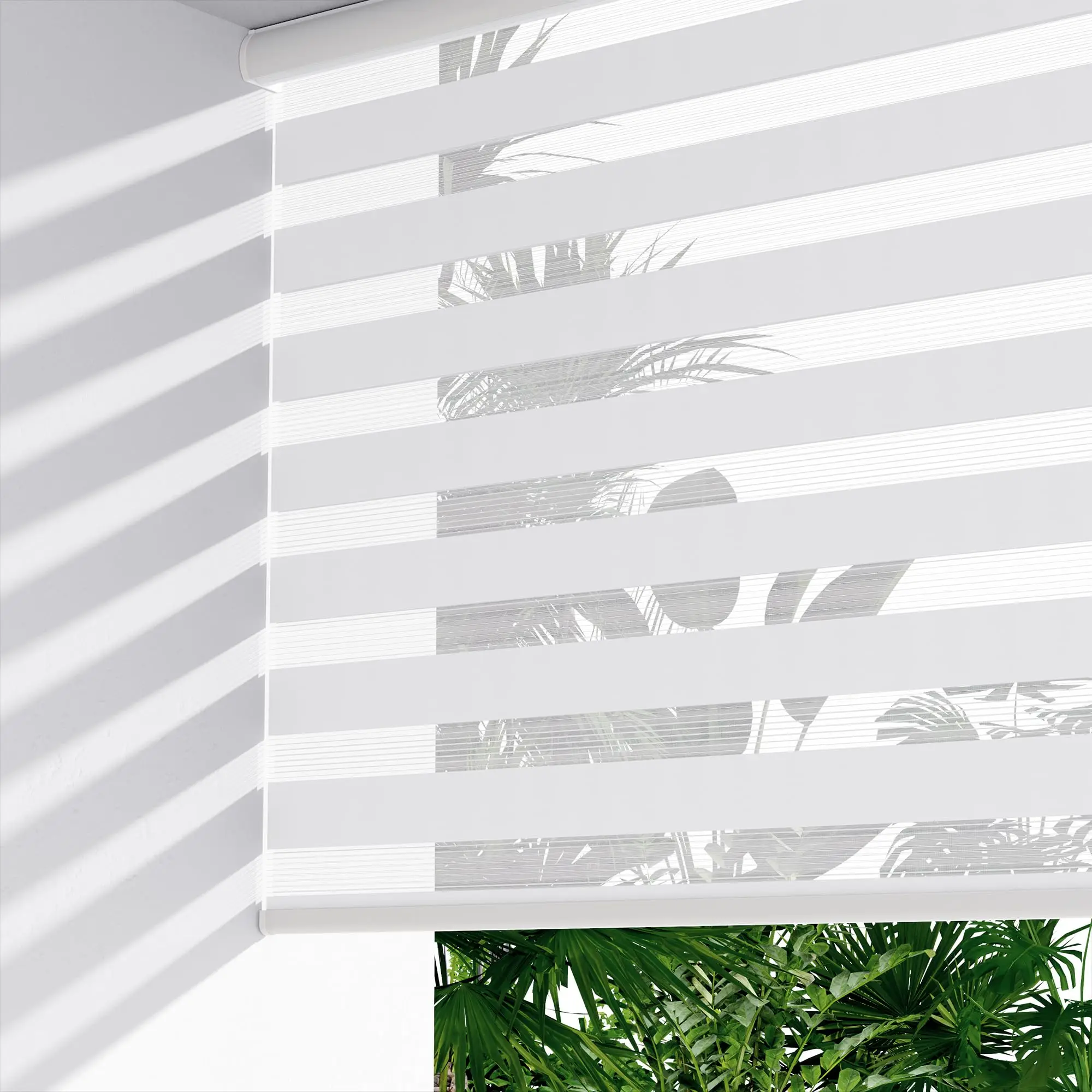 Cordless Zebra Blinds Day Night Strips Semi-Blackout Light Filtering Window Blinds Customized Size for USA Canadian Office