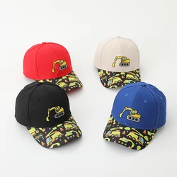 2025 Summer Baby Sports Hats Fashion School Boy Baseball Hats Excavator Embroidered Children Outdoor Kids Caps for 2-8Years
