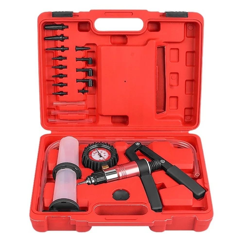 22PCS Brake Bleeder Tool Kit Featuring Manual Vacuum Pump 120ml Reservoir and Multiple Adapters for Brake System Servicing
