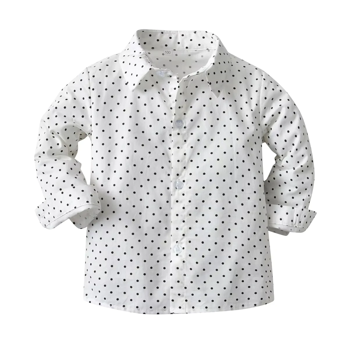 Polka-Dot-Hemd für Jungen, langärmelig, mit Knöpfen, lässiges Oberteil für den Alltag, Baby- und Kinderkleidung, 1–7 Jahre, Kinderkleidung für Frühling und Herbst. – Detail 3