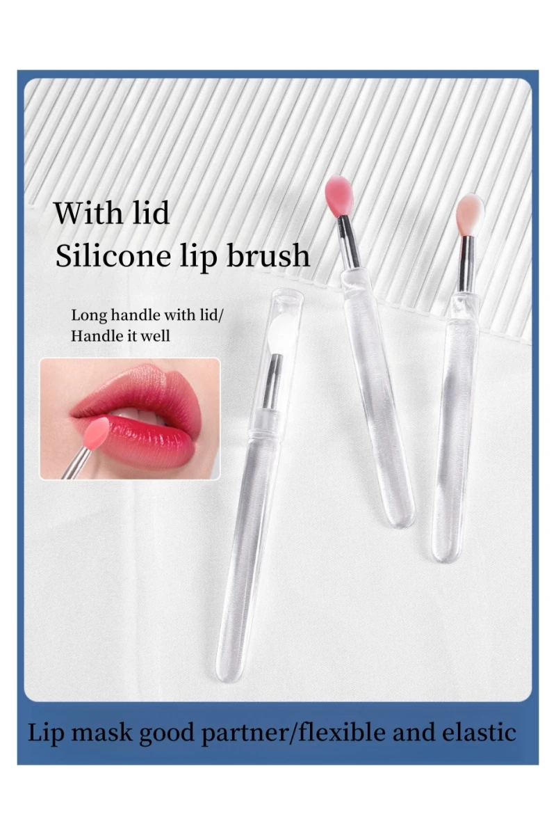 Silikon-Lippenpinsel mit Deckel, Mini, professionell, tragbar, Lippenmaskenpinsel, Lippenstift, Lidschattenpinsel, verschmierter Lippenstiftpinsel – Detail 1