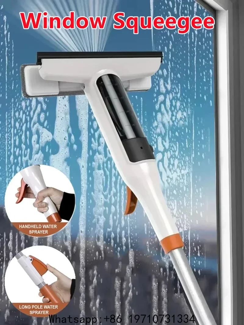 Multifunctional Household Window Cleaner High-Rise Window Cleaning Tool Water Spray Double-Sided Wiper for Glass Outdoo Squeegee
