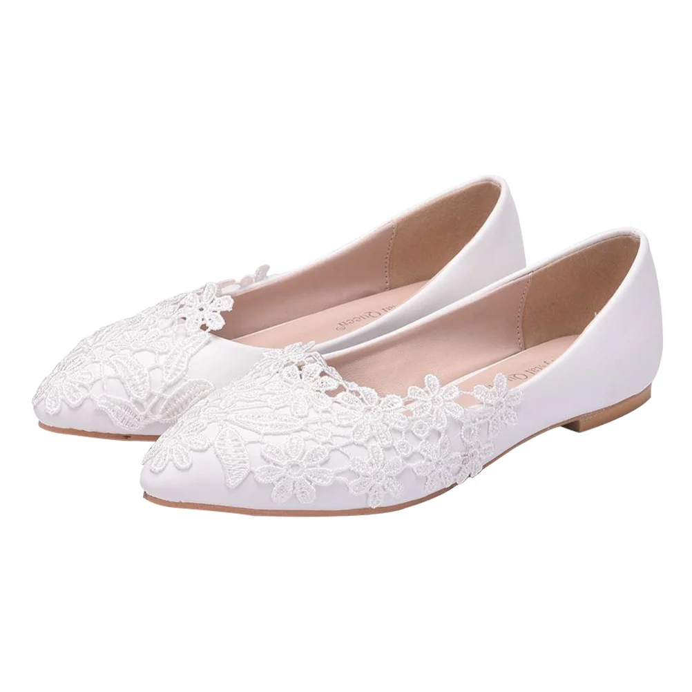 Grace Wedding Shoes Miss for Women Flat Inside: Imitation Lace Ballet Footwear