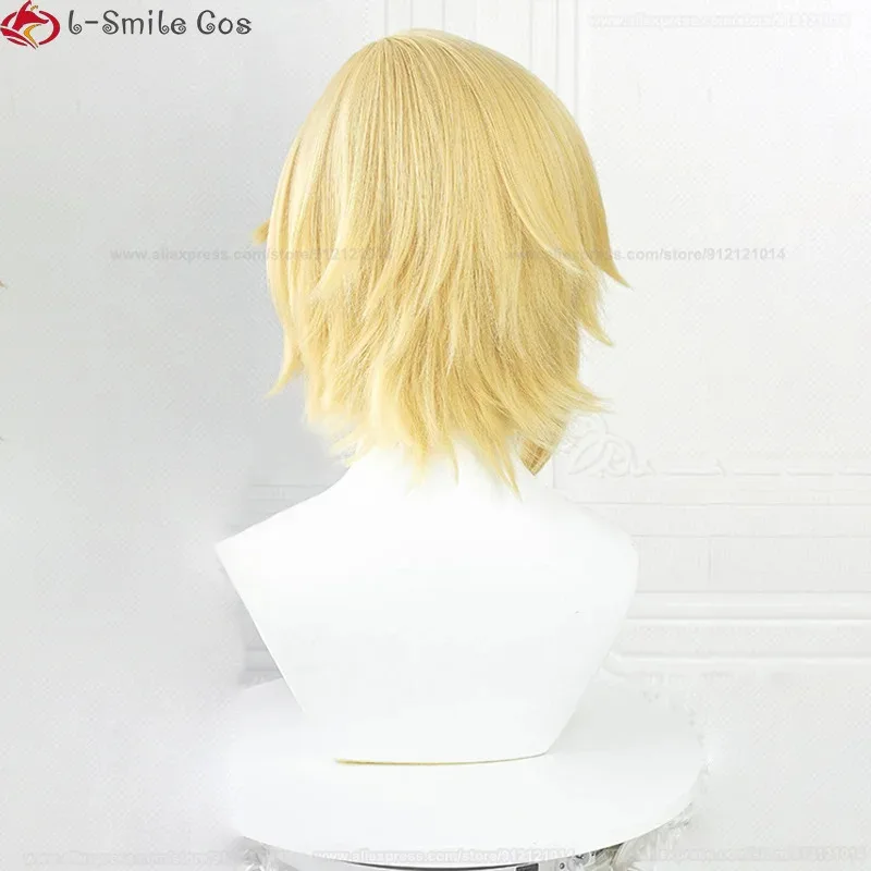 Styled 40cm Nito Nazuna Cosplay Wig  ES Nazuna Nito Cosplay Anime Wig Golden Yellow Saclp Heat Resistant Hair Wigs