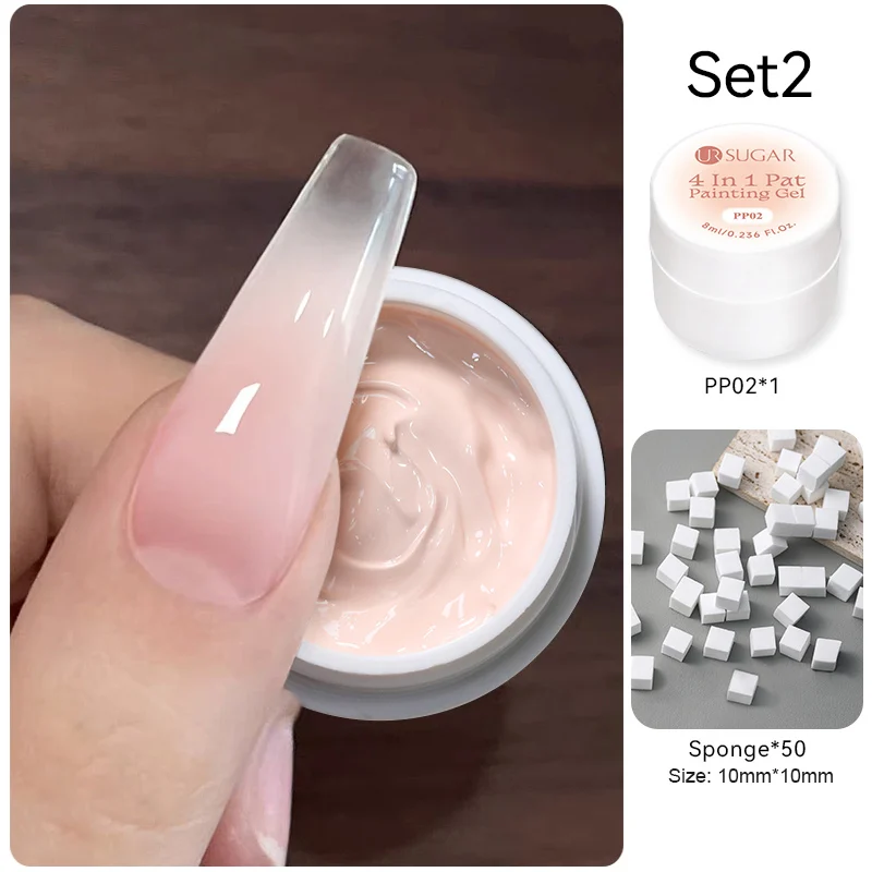 UR SUGAR 1/2 Stück Weißes Pat Painting Gel Nagellack 4-in-1 Gradient French Cover Edge Lines Nagelstempelmuster Nagel-DIY-Pattin