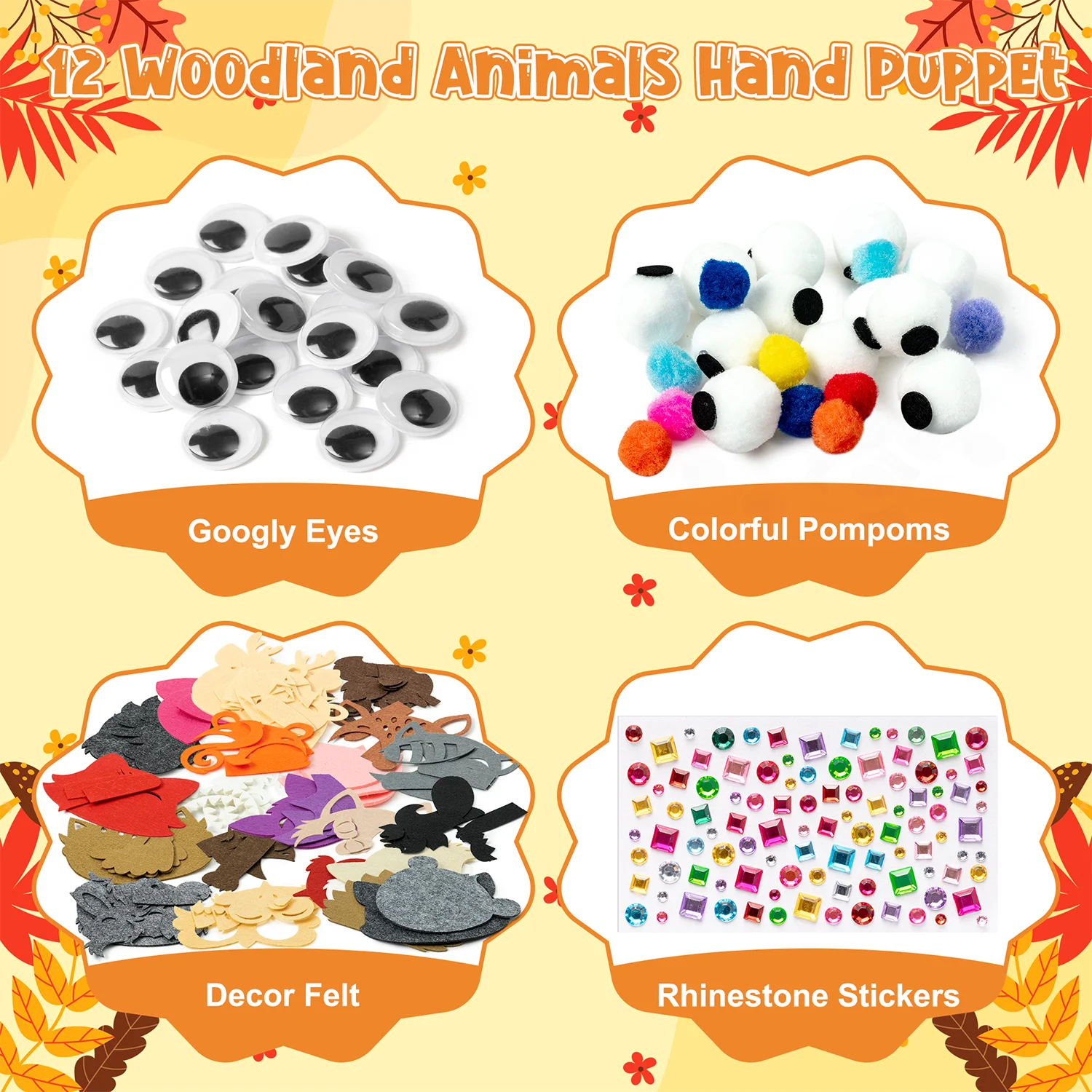 DIY Woodland Animals Hand Puppet Kit Making Squirrel Deer Puppet Craft for Early Learning Party Handmade Game Back To School