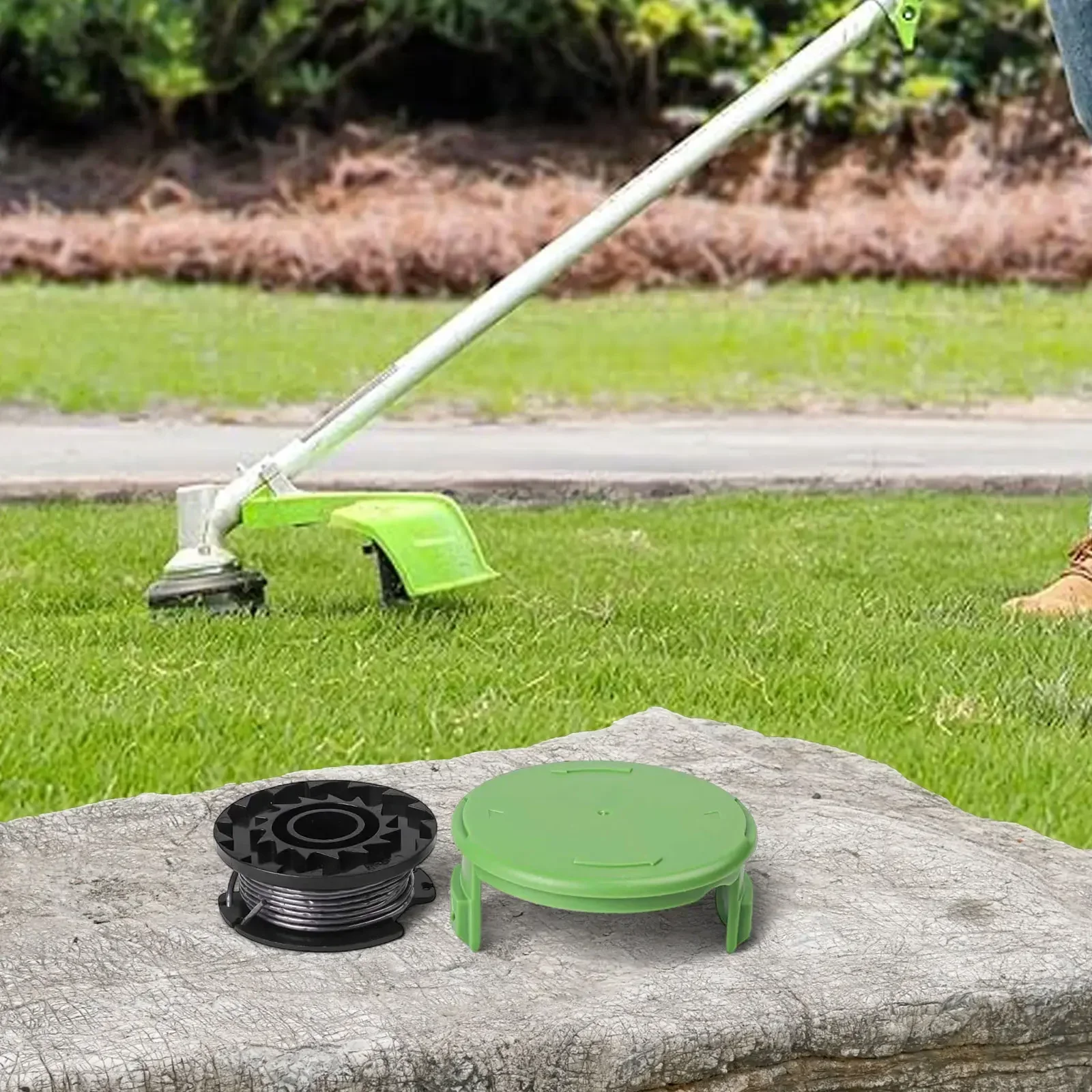 Replacement Line Spool and Cover Cap Compatible with For Greenworks 21287 24V Trimmer Featuring Fast Automatic Line Change
