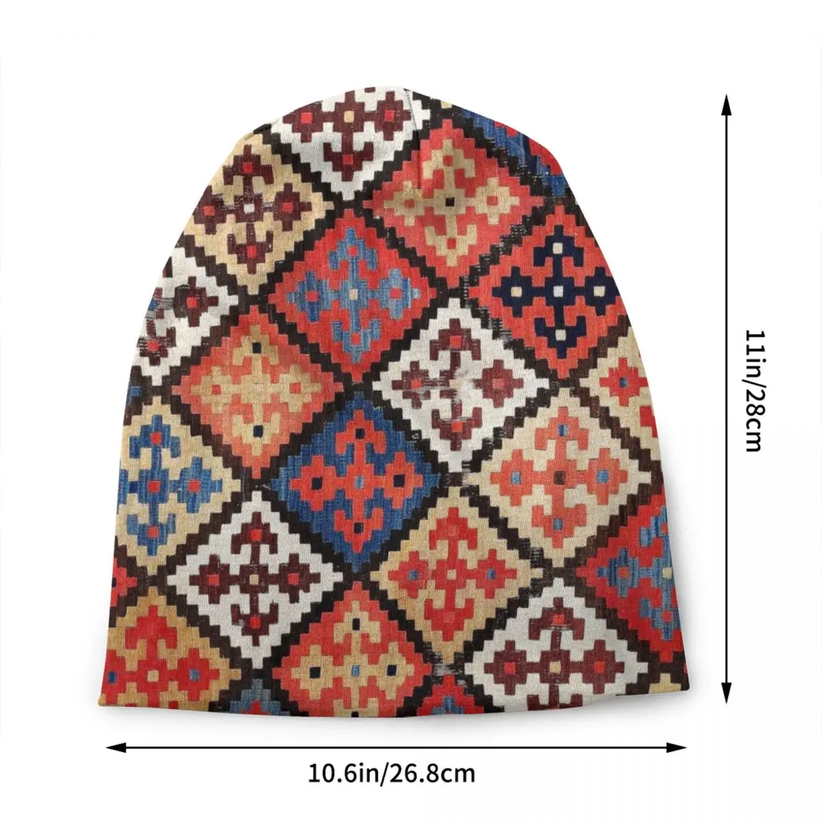 Custom Persian Kilim Print Skullies Beanies Caps Cool Warm Knitted Hats Unisex Bohemian Geometric Ethnic Style Bonnet Hats