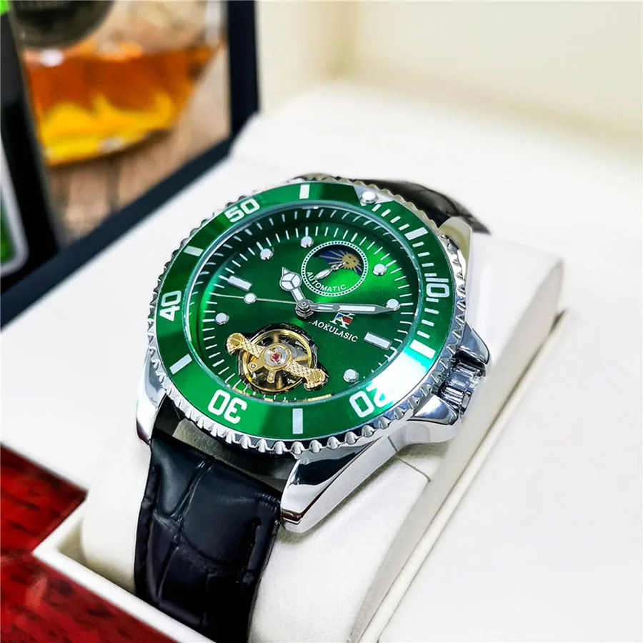 

AOKULASIC Mechanical Man Watches Sport Skeleton Luxury Brand Watch Men Waterproof Luminous Wristwatch Reloj Hombre