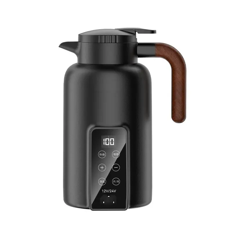 Electric cup 1PC car stainless steel liner heating water cup car water heater thermos 12V/24V intelligent digital display kettle